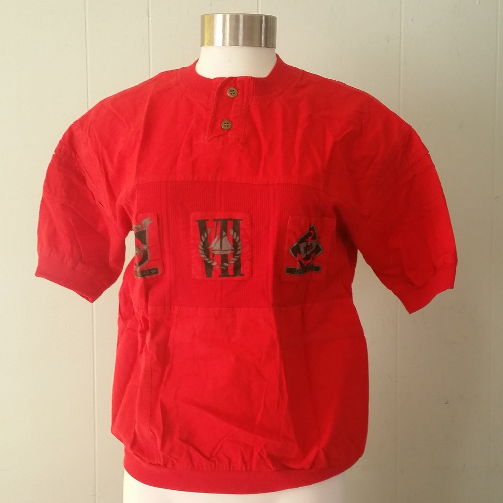 Vintage Red Shirt Boats Nautical Summer Retro